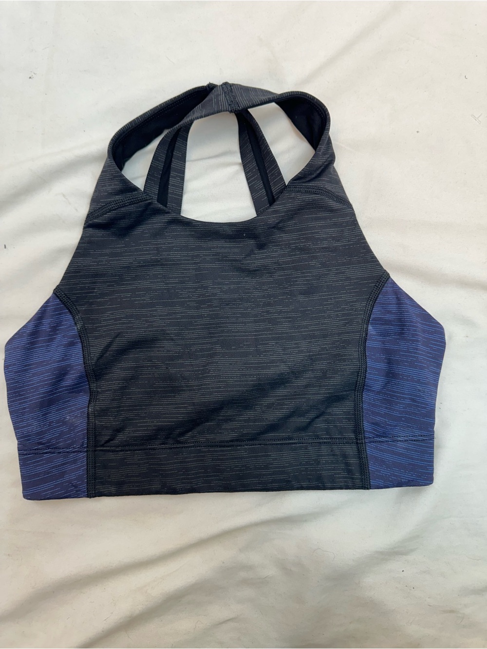 Outdoor Voices Black Sports Bra with Blue Side Panels XS